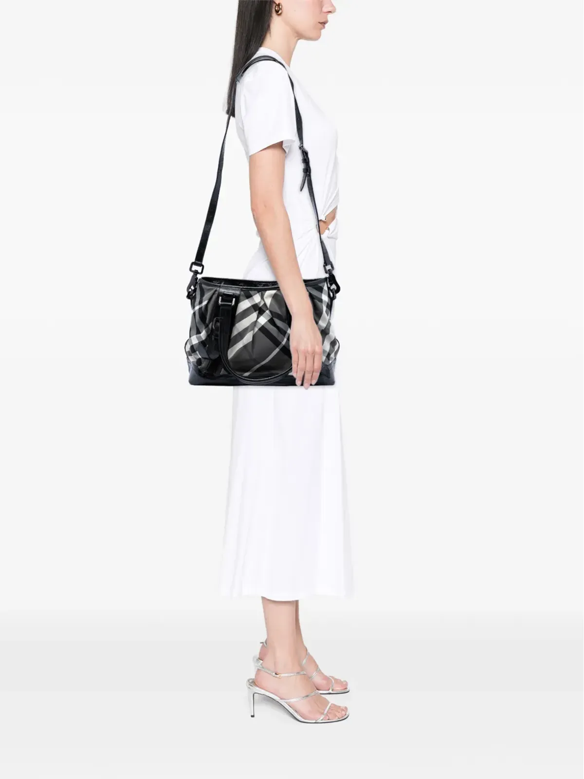 Burberry ビンテージ Beat Check Nylon Lowry サッチェル - ブラック - 画像2