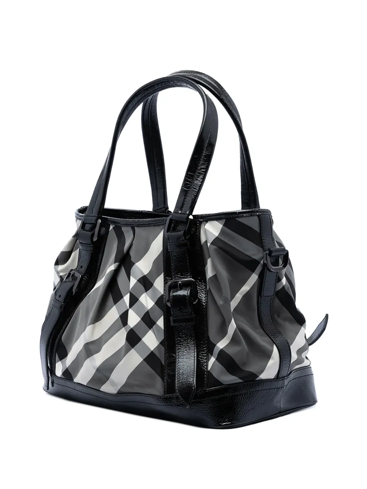 Burberry ビンテージ Beat Check Nylon Lowry サッチェル - ブラック - 画像3