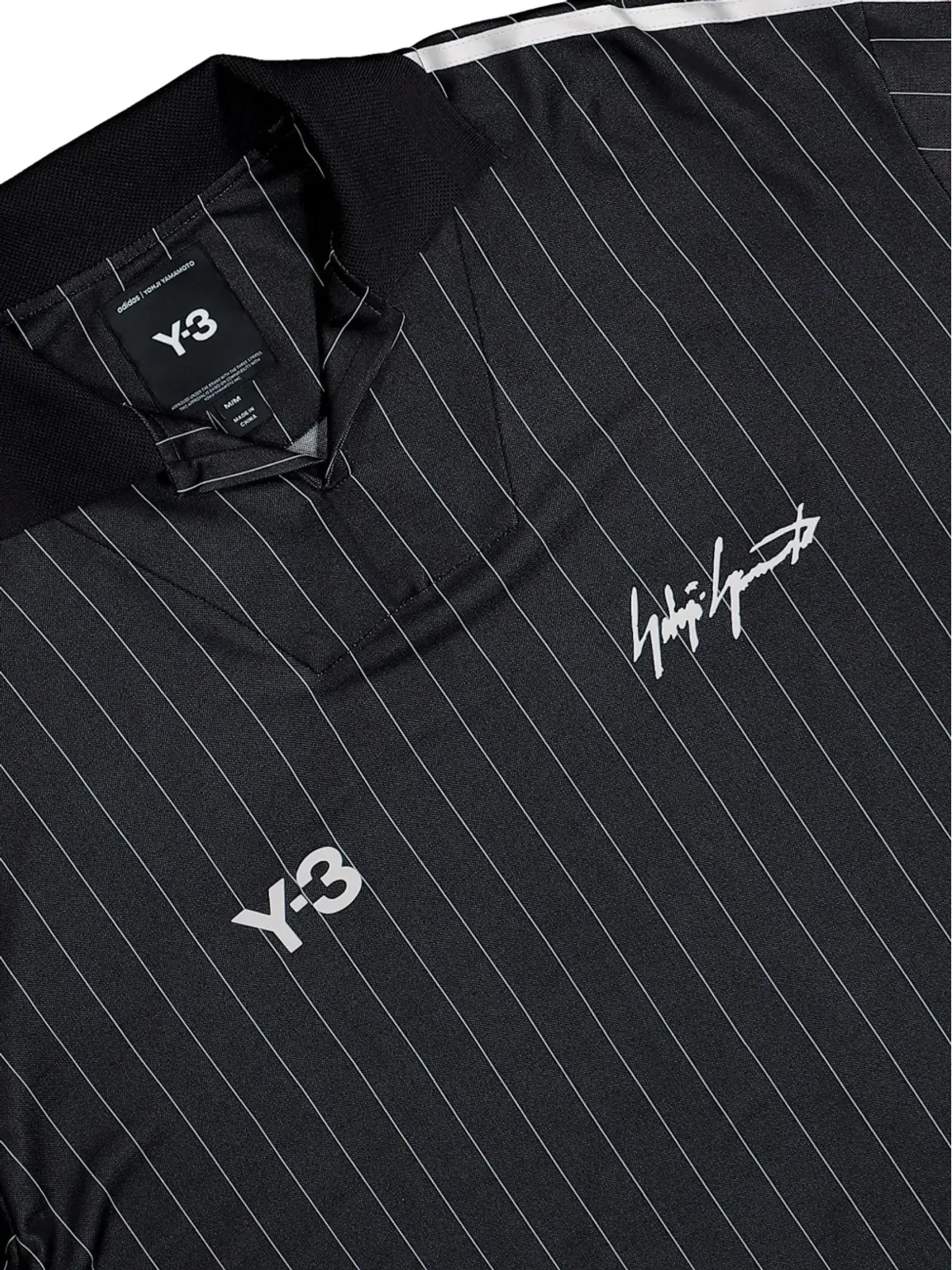Y-3 エリート5ストライプ長袖フットボールジャージーTシャツ ブラック - 画像3