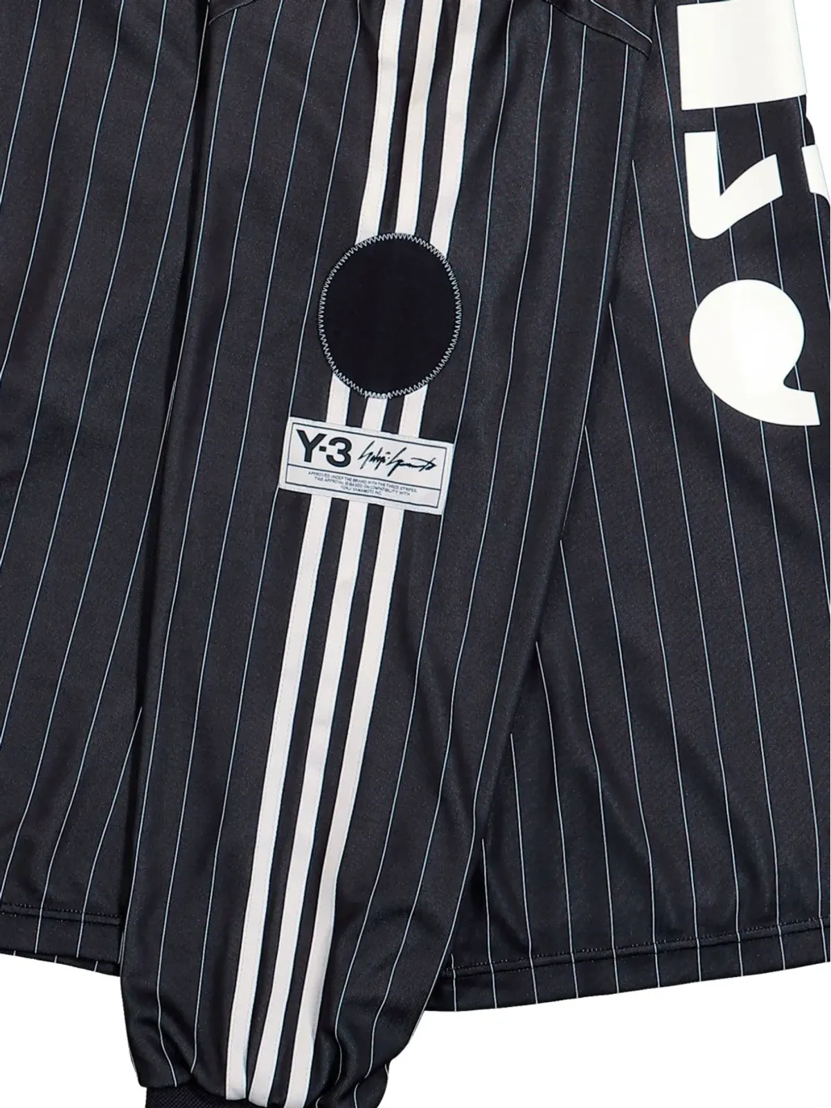 Y-3 エリート5ストライプ長袖フットボールジャージーTシャツ ブラック - 画像4