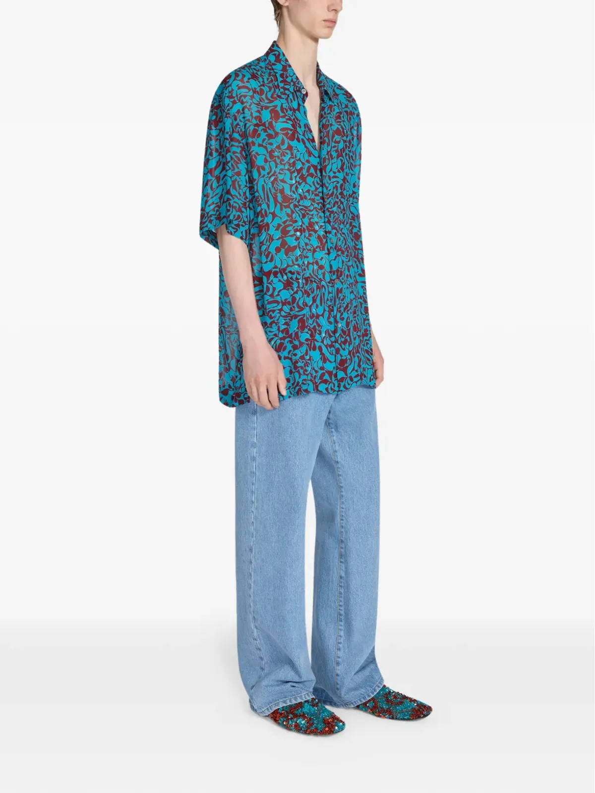 DRIES VAN NOTEN 花柄プリント 半袖シャツ - ブルー - 画像3