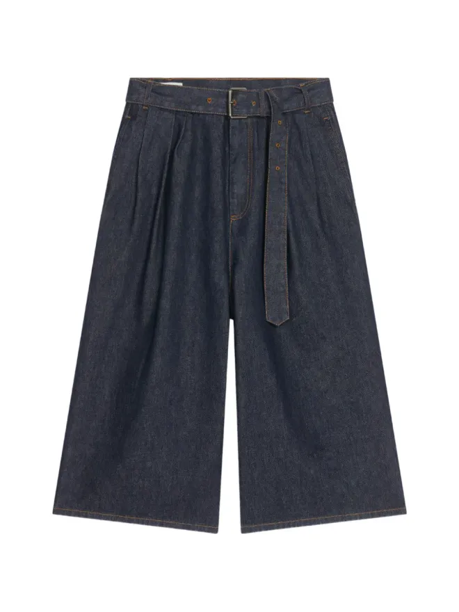 Dries Van Noten DRIES VAN NOTEN ベルト付きデニムショーツ ブルーの商品画像
