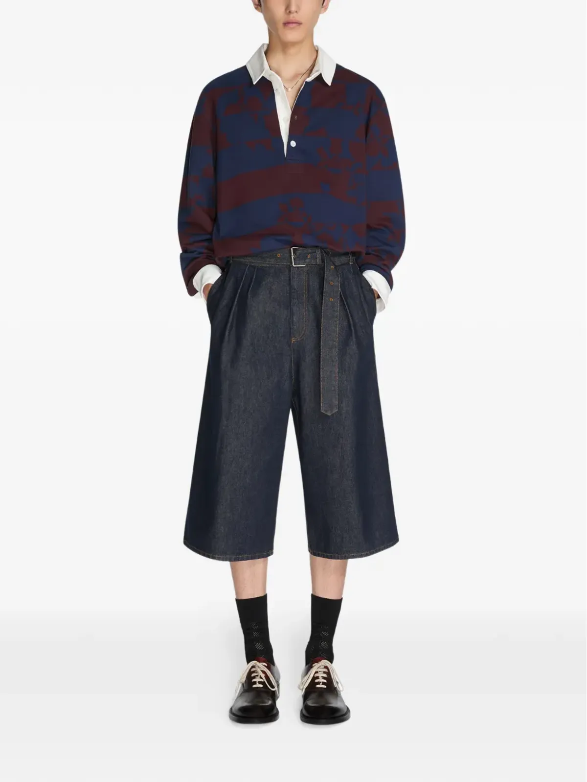 DRIES VAN NOTEN ベルト付きデニムショーツ ブルー - 画像2