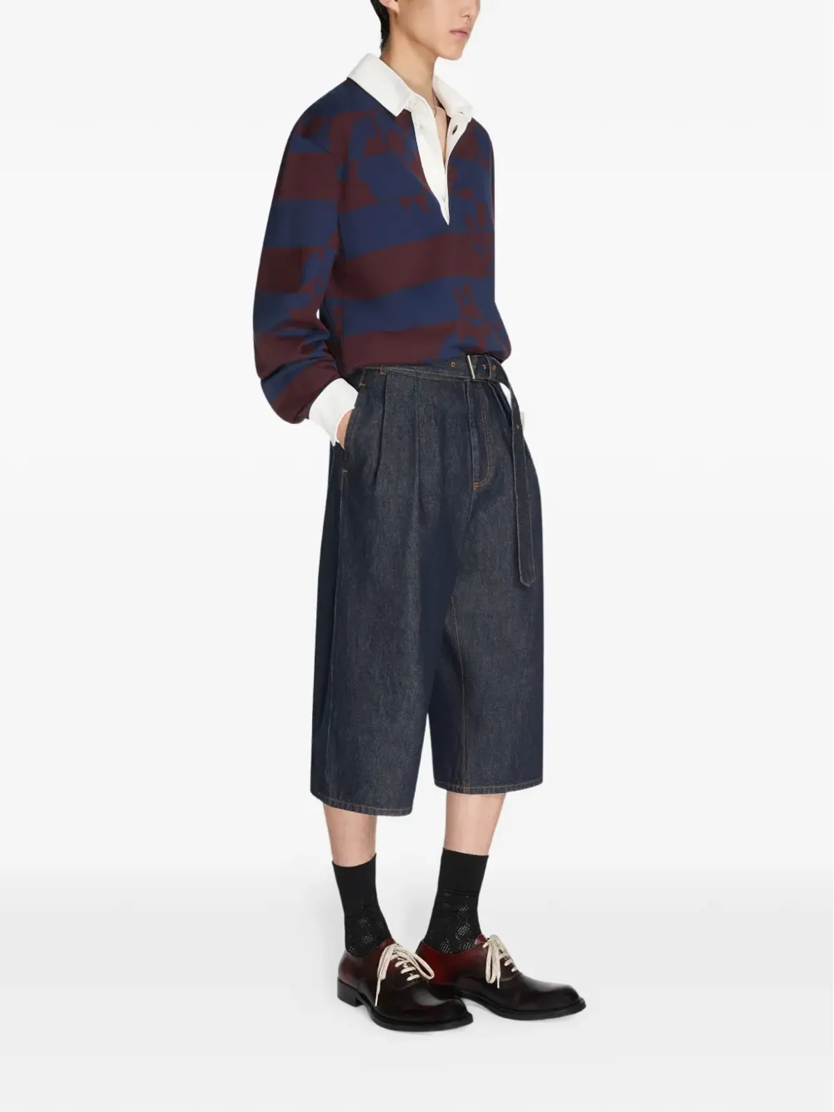DRIES VAN NOTEN ベルト付きデニムショーツ ブルー - 画像3