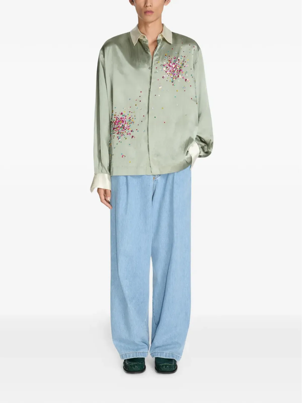 DRIES VAN NOTEN スパンコール装飾シャツ - 画像2