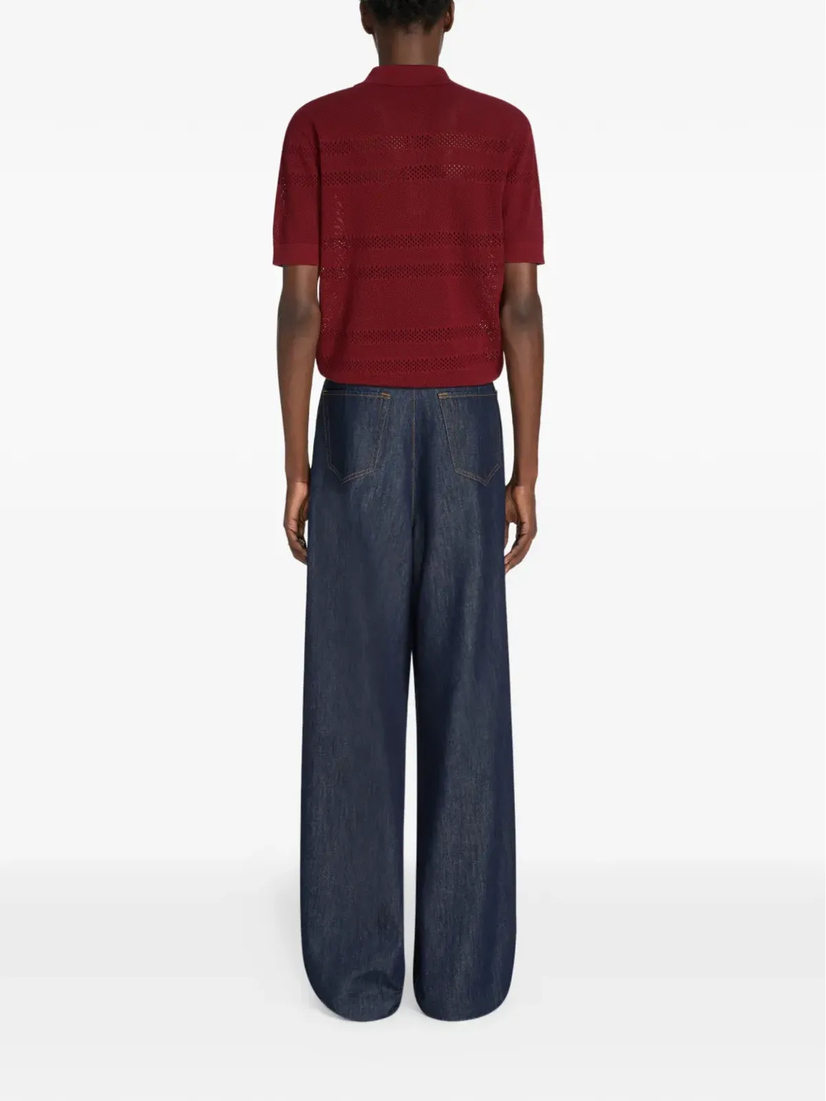 DRIES VAN NOTEN ベルト付きワイドレッグジーンズ - 画像4