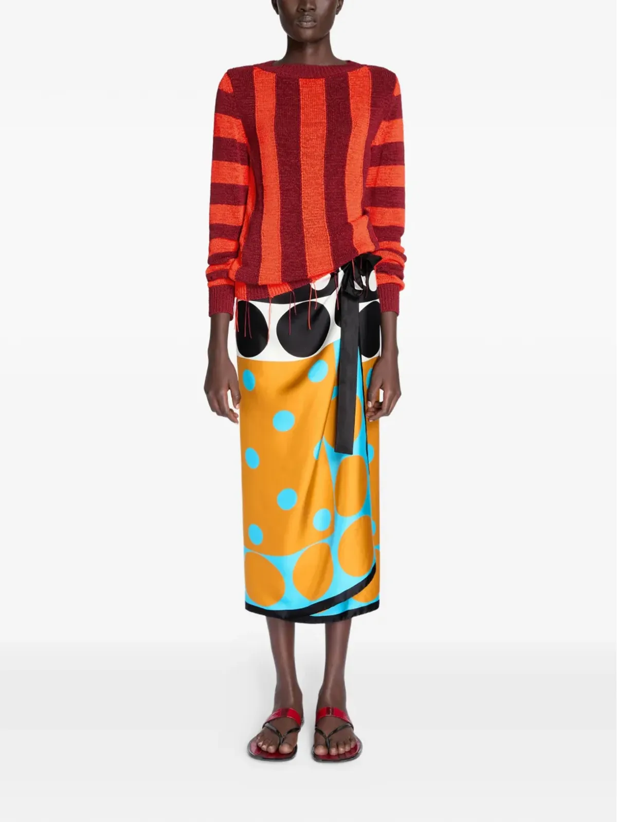 DRIES VAN NOTEN ストライプレザーサンダル - レッド - 画像4