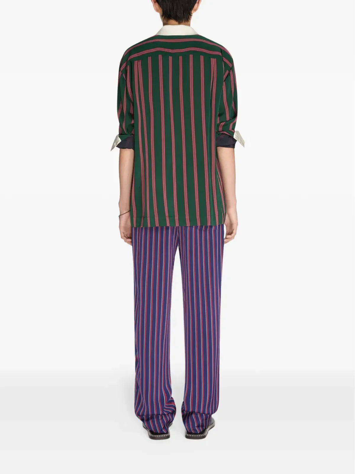 DRIES VAN NOTEN ストライプ柄ストレートレッグパンツ - 画像4