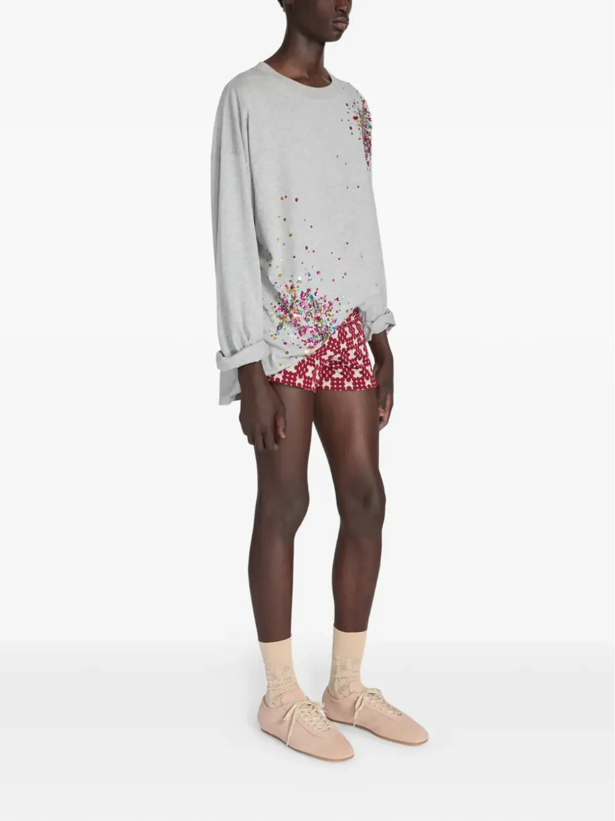 DRIES VAN NOTEN スパンコール装飾セーター - グレー - 画像3