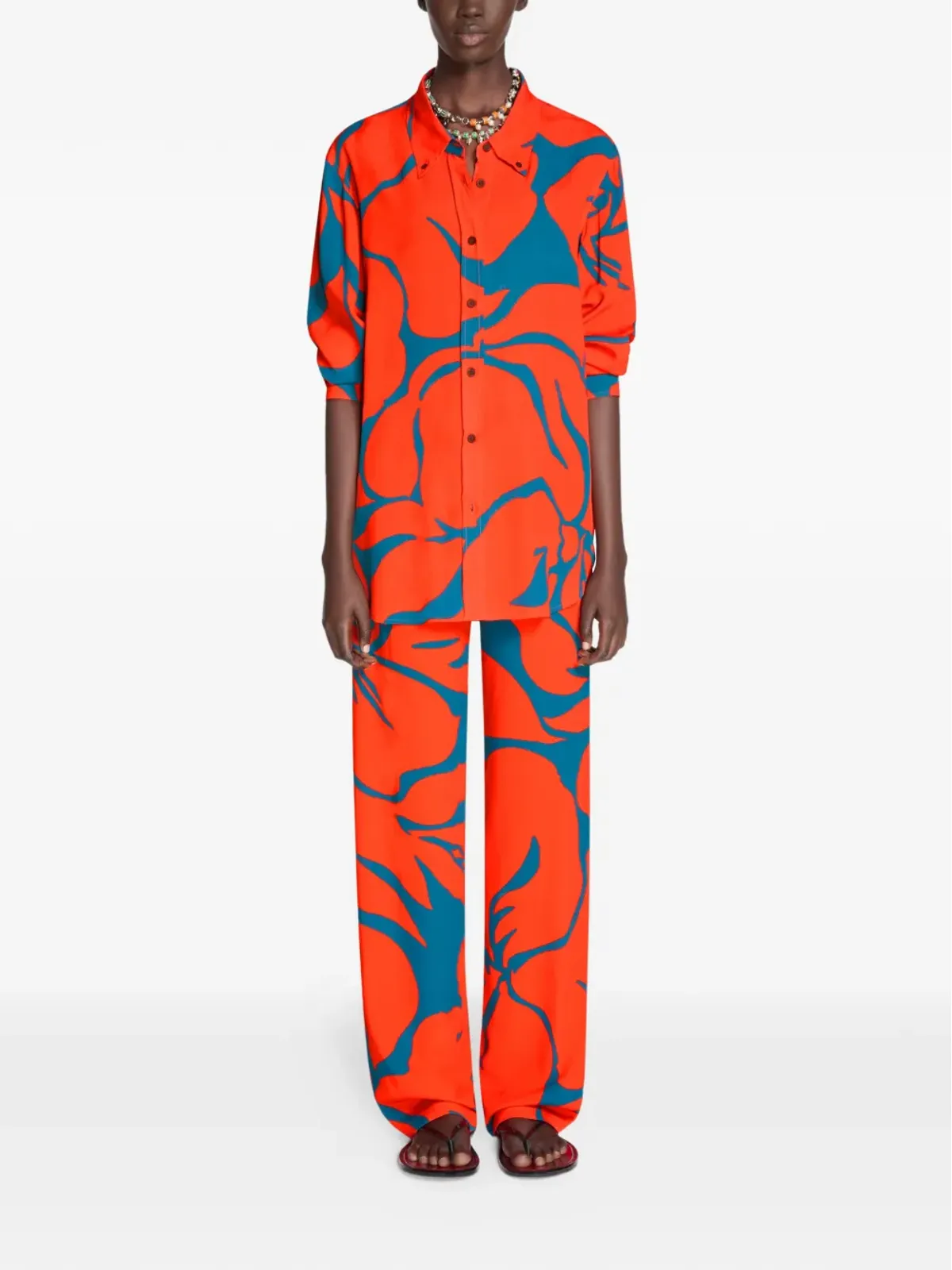 DRIES VAN NOTEN 花柄ルーズシャツ - オレンジ - 画像2