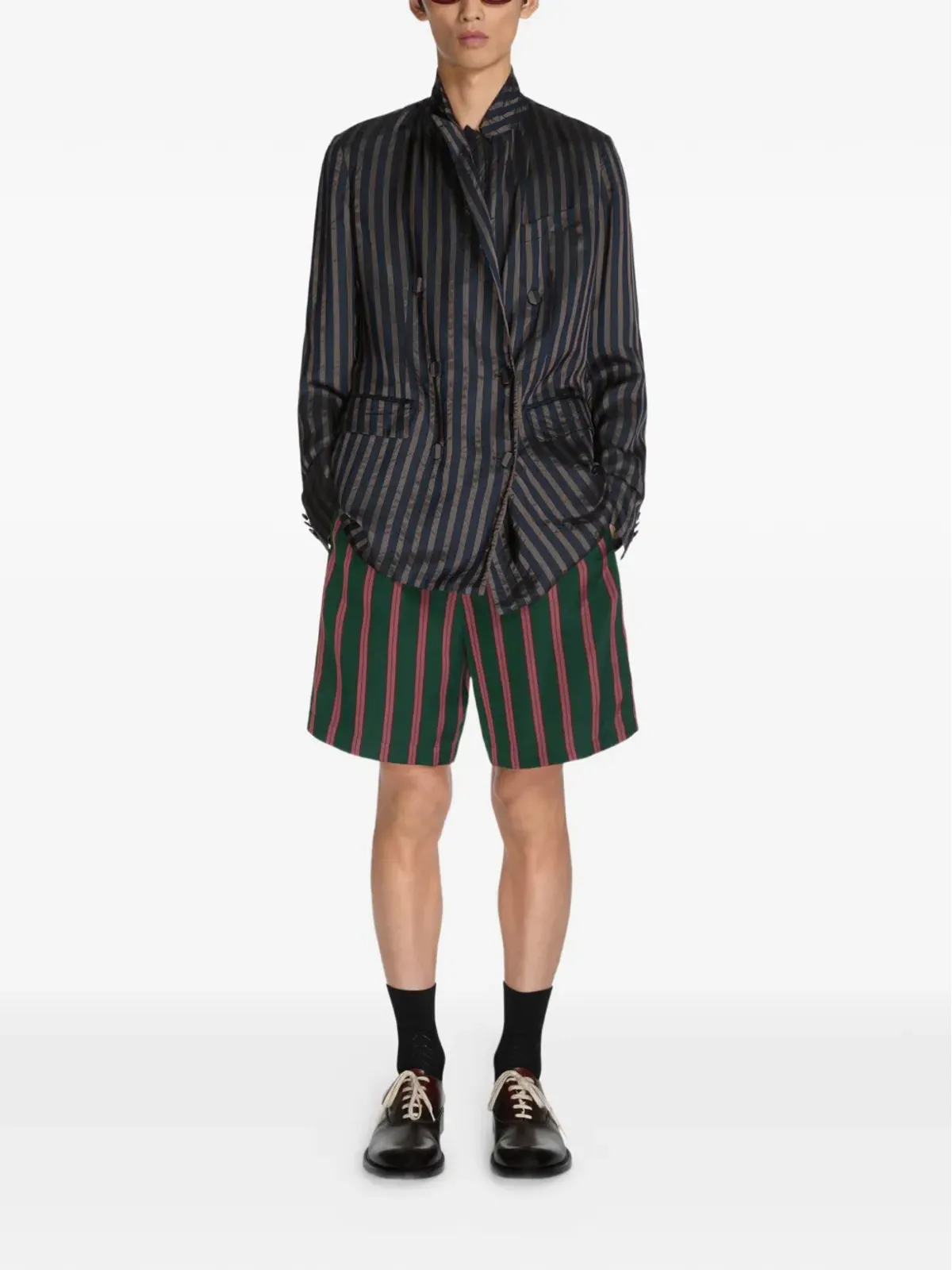 DRIES VAN NOTEN ストライプのダブルブレストブレザー（ブルー） - 画像2