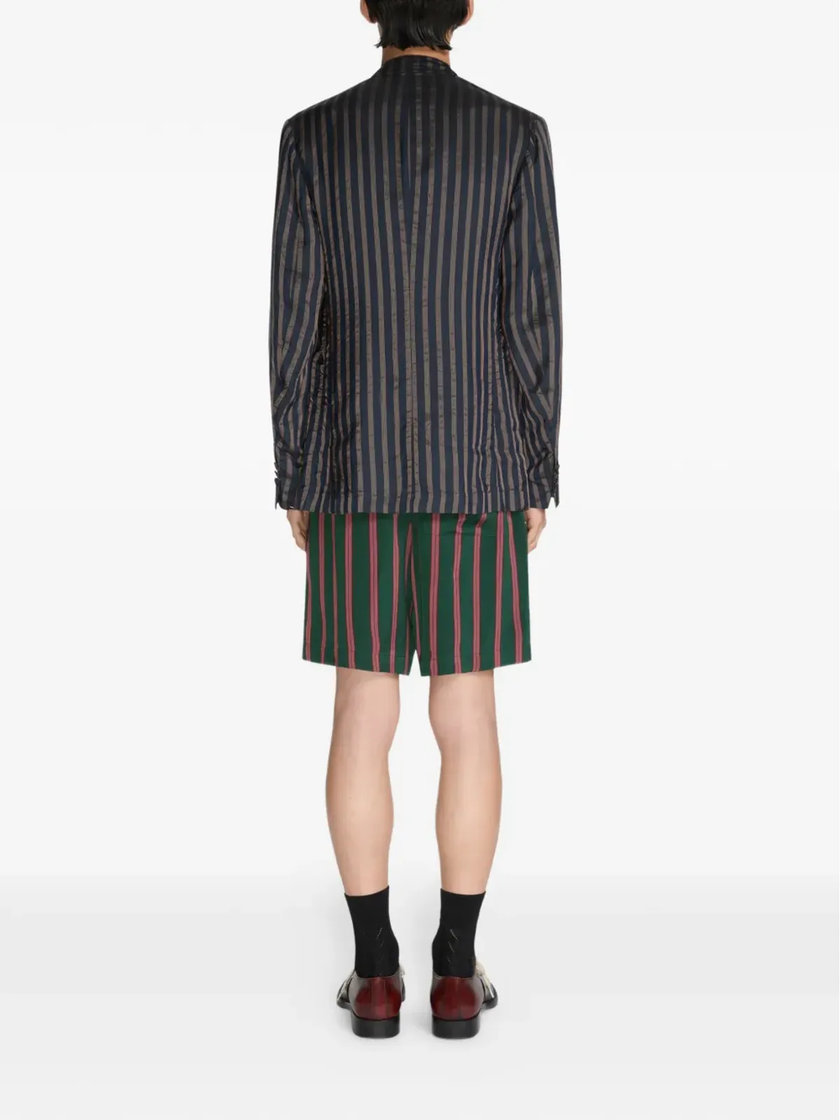 DRIES VAN NOTEN ストライプのダブルブレストブレザー（ブルー） - 画像4