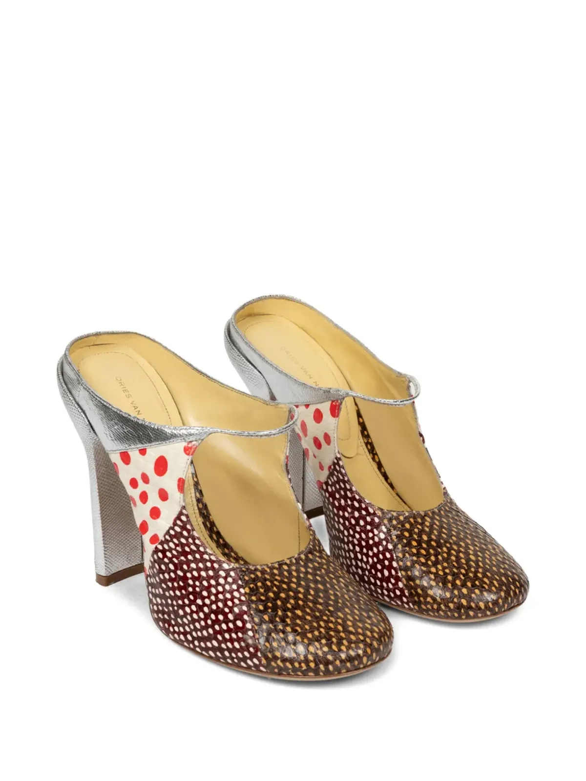 DRIES VAN NOTEN パッチワーク ヒール付きミュール - 画像2