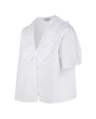 E.L.V DENIM Lola ラッフル Vネック シャツ - White - サムネイル3
