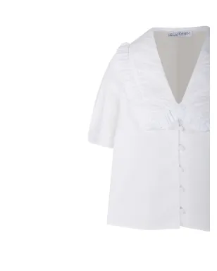 E.L.V DENIM Lola ラッフル Vネック シャツ - White - サムネイル4