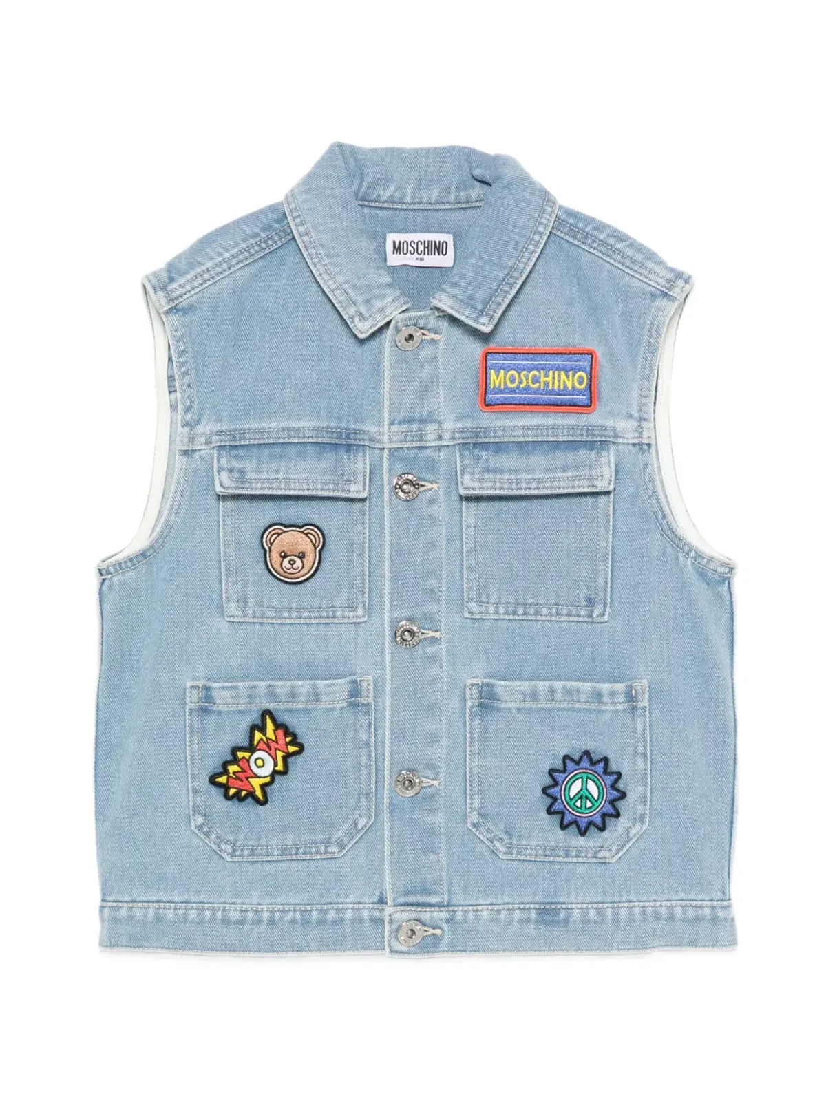 Moschino Kids パッチデニムジレ - 画像1