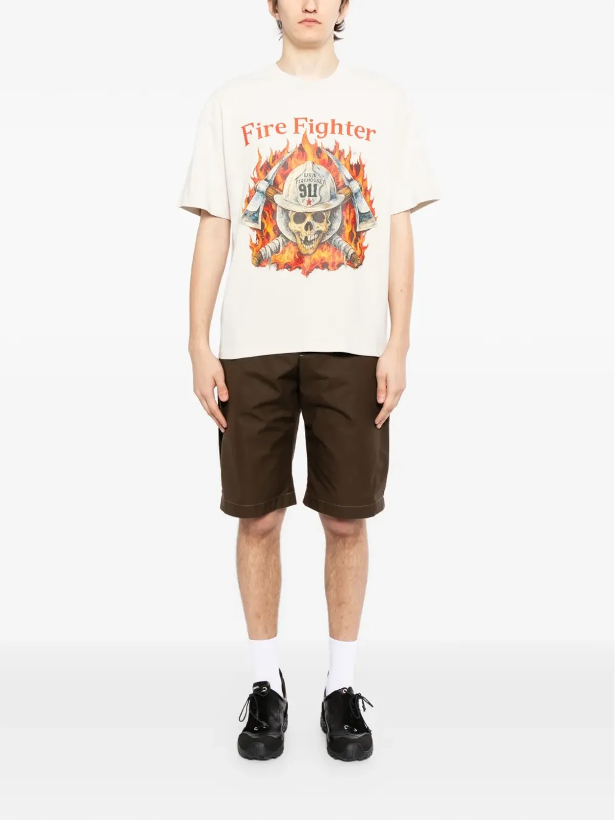 Melt 消防士グラフィックTシャツ - ベージュ系 - 画像2
