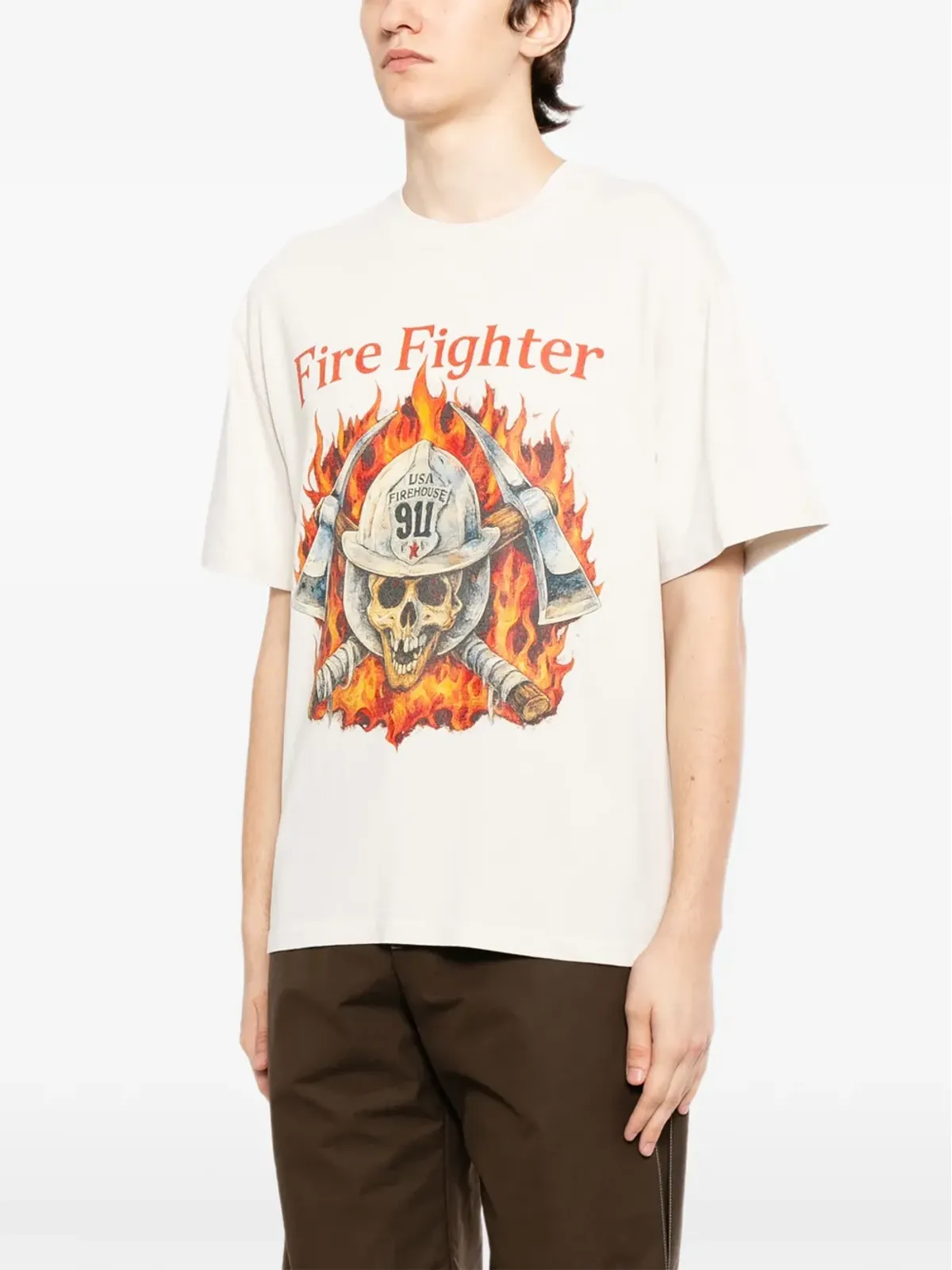 Melt 消防士グラフィックTシャツ - ベージュ系 - 画像3
