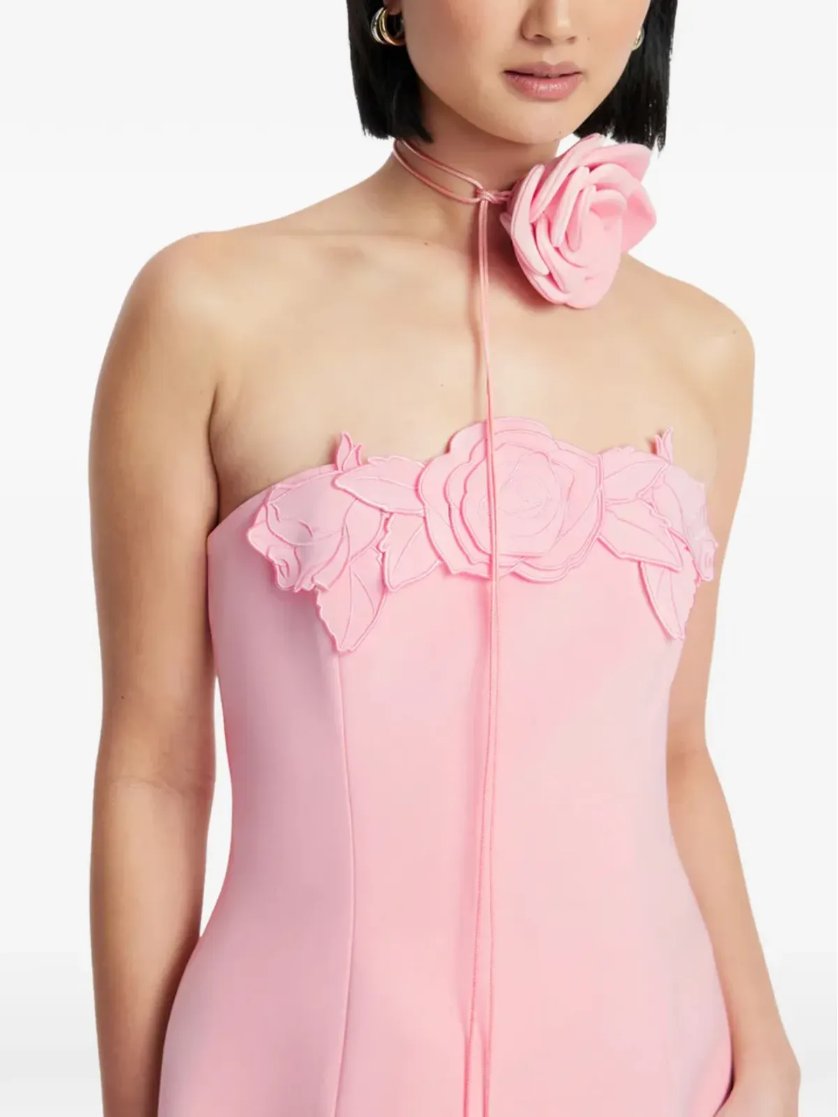 Leo Lin Roselle floral-appliqué strapless mini dress - Pink - 画像4