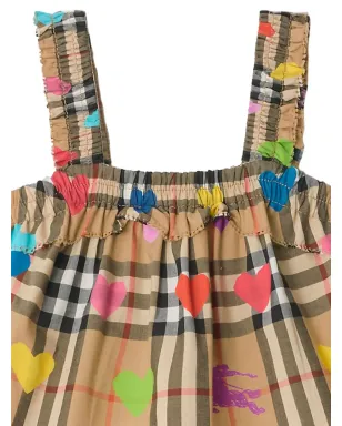 Burberry Kids ruffled check-pattern heart-print top - Neutrals - サムネイル3