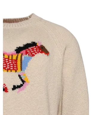 The Elder Statesman 氷河の馬 グラフィック クルーネック ニットセーター - サムネイル2