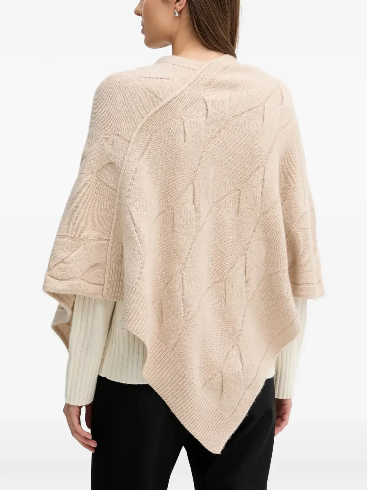 Benetton ケーブルニット ケープ - 画像3
