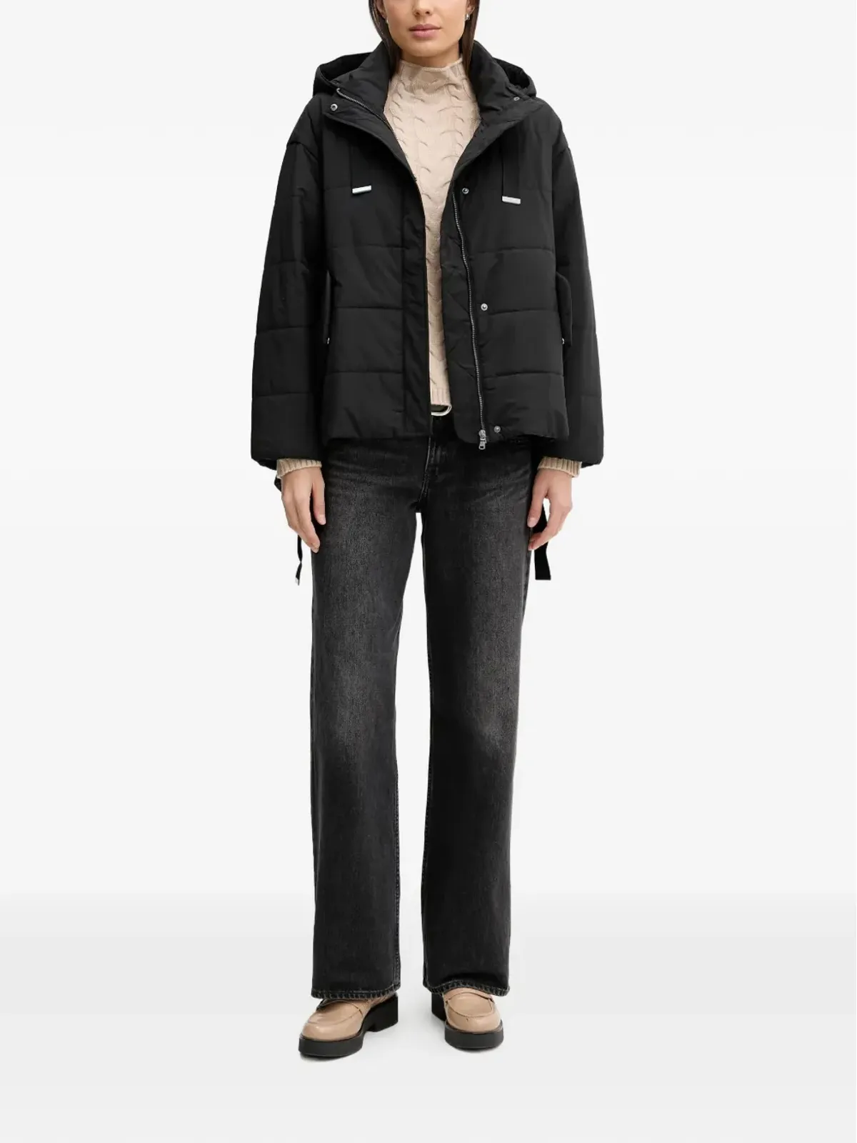 Benetton ケーブルニット ハイネックセーター - 画像2
