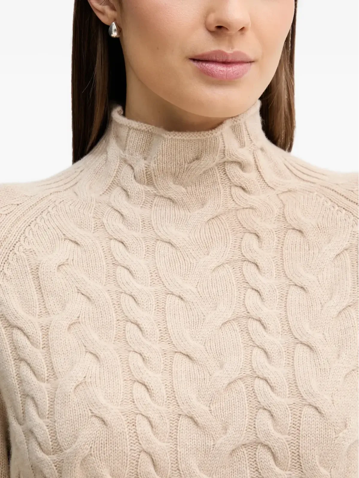 Benetton ケーブルニット ハイネックセーター - 画像4