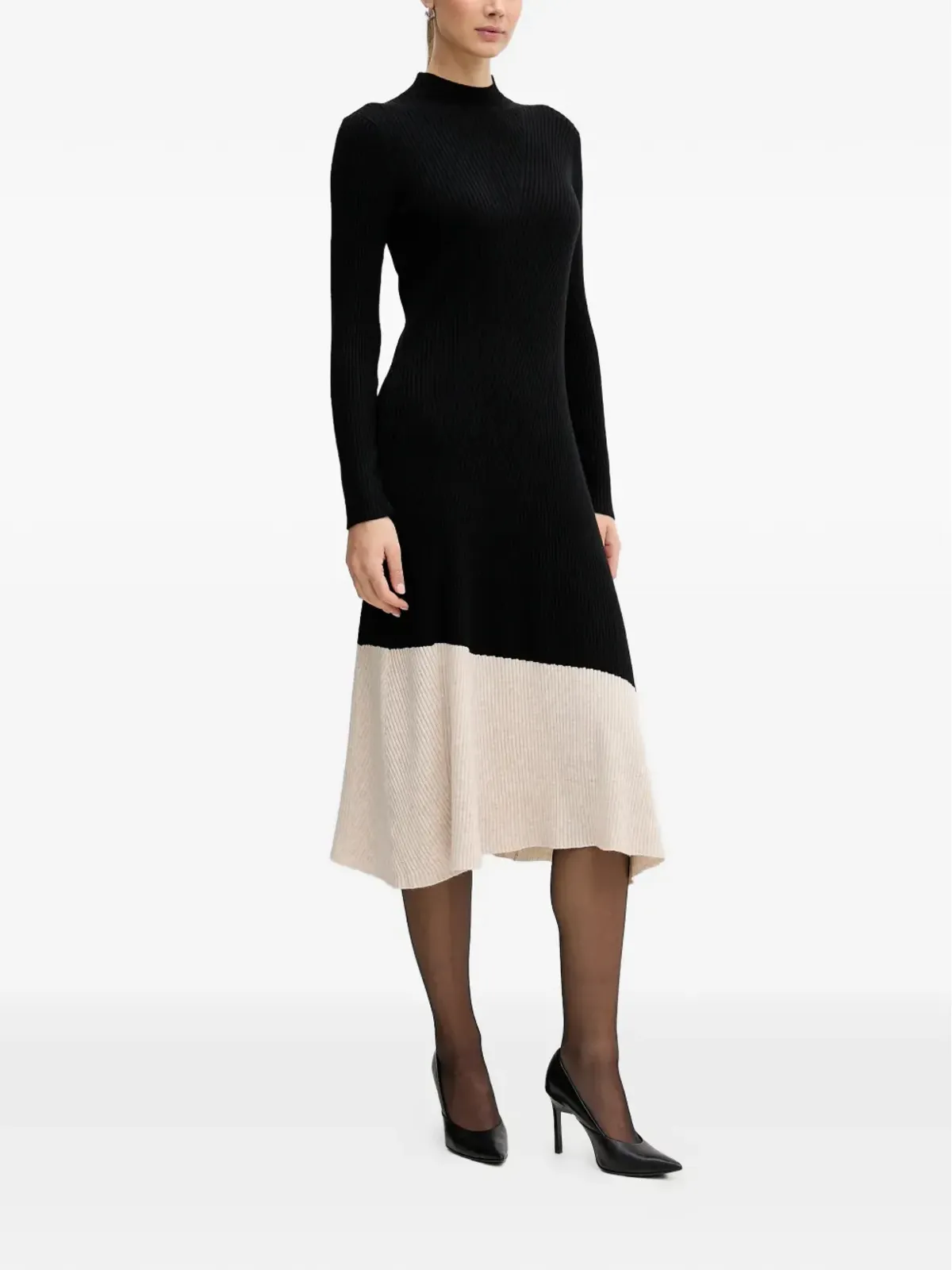 Pedro Del Hierro リブ編みパネルデザインのミディドレス - 画像2