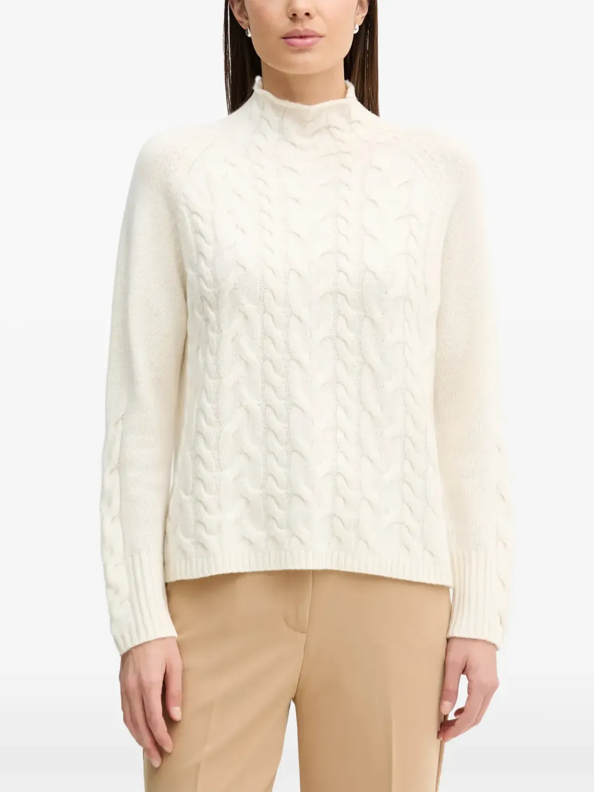 Benetton ケーブルニット ロールネックセーター - 画像1