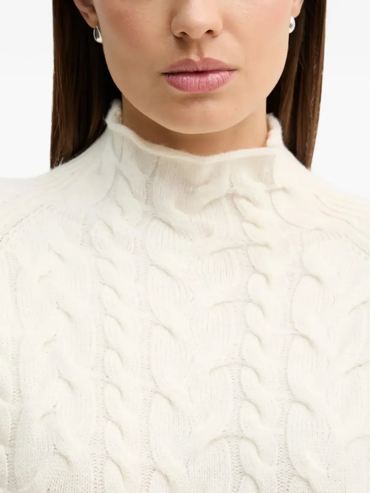Benetton ケーブルニット ロールネックセーター - 画像4
