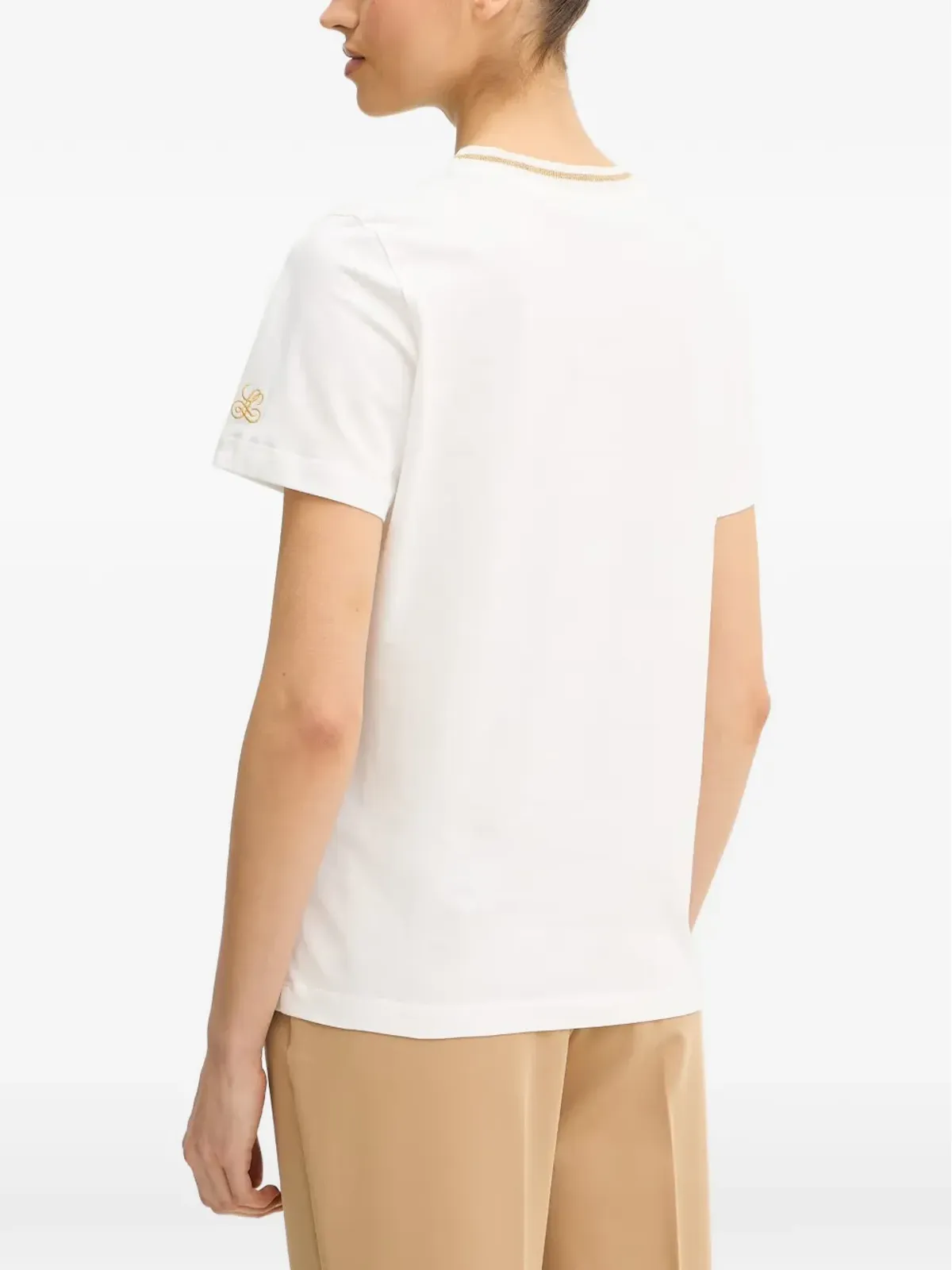 LUISA SPAGNOLI Balearica lurex-detail Tシャツ（ホワイト） - 画像3