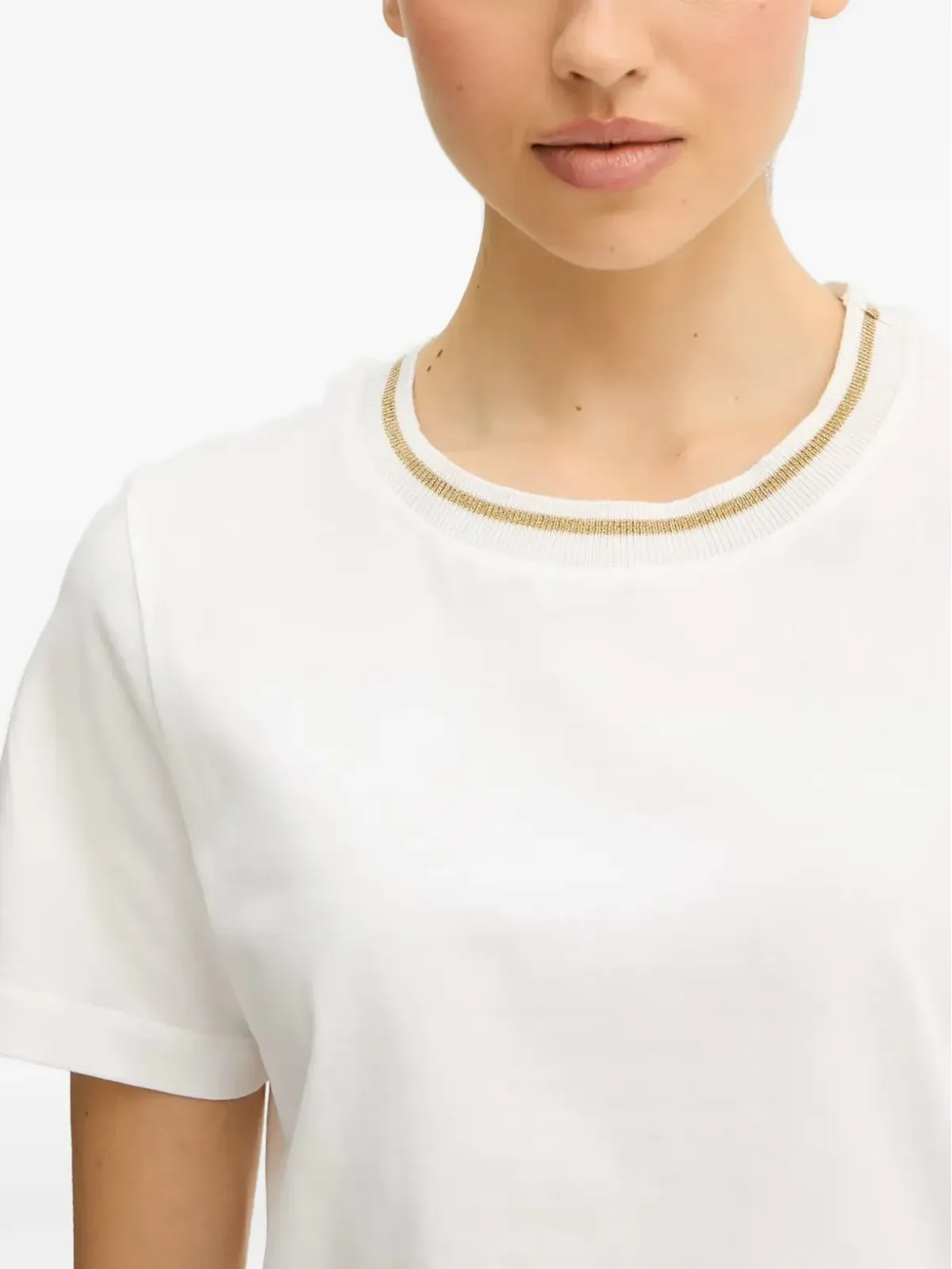 LUISA SPAGNOLI Balearica lurex-detail Tシャツ（ホワイト） - 画像4