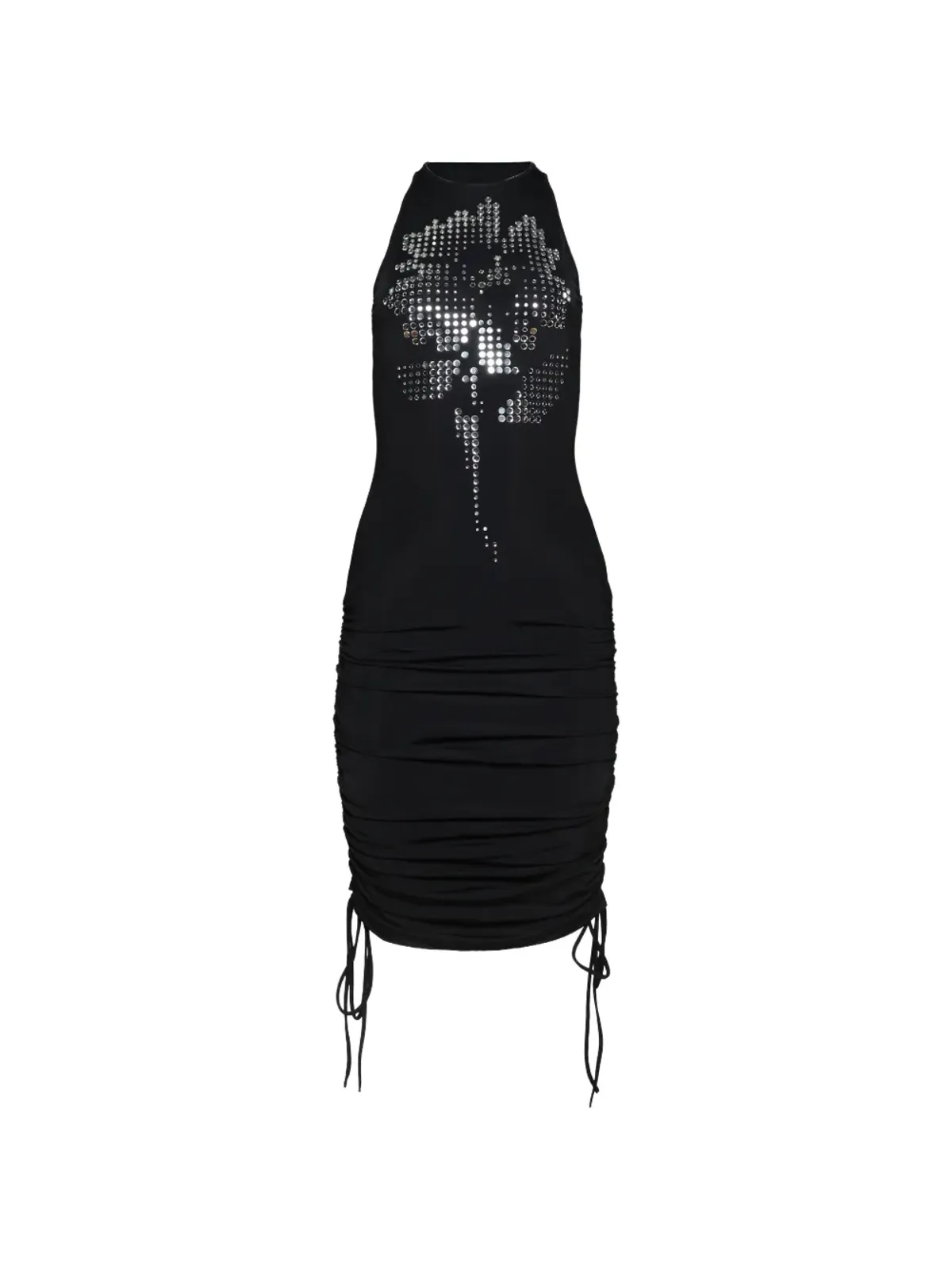 David Koma mirrored flower ruched dress - Black - 画像1