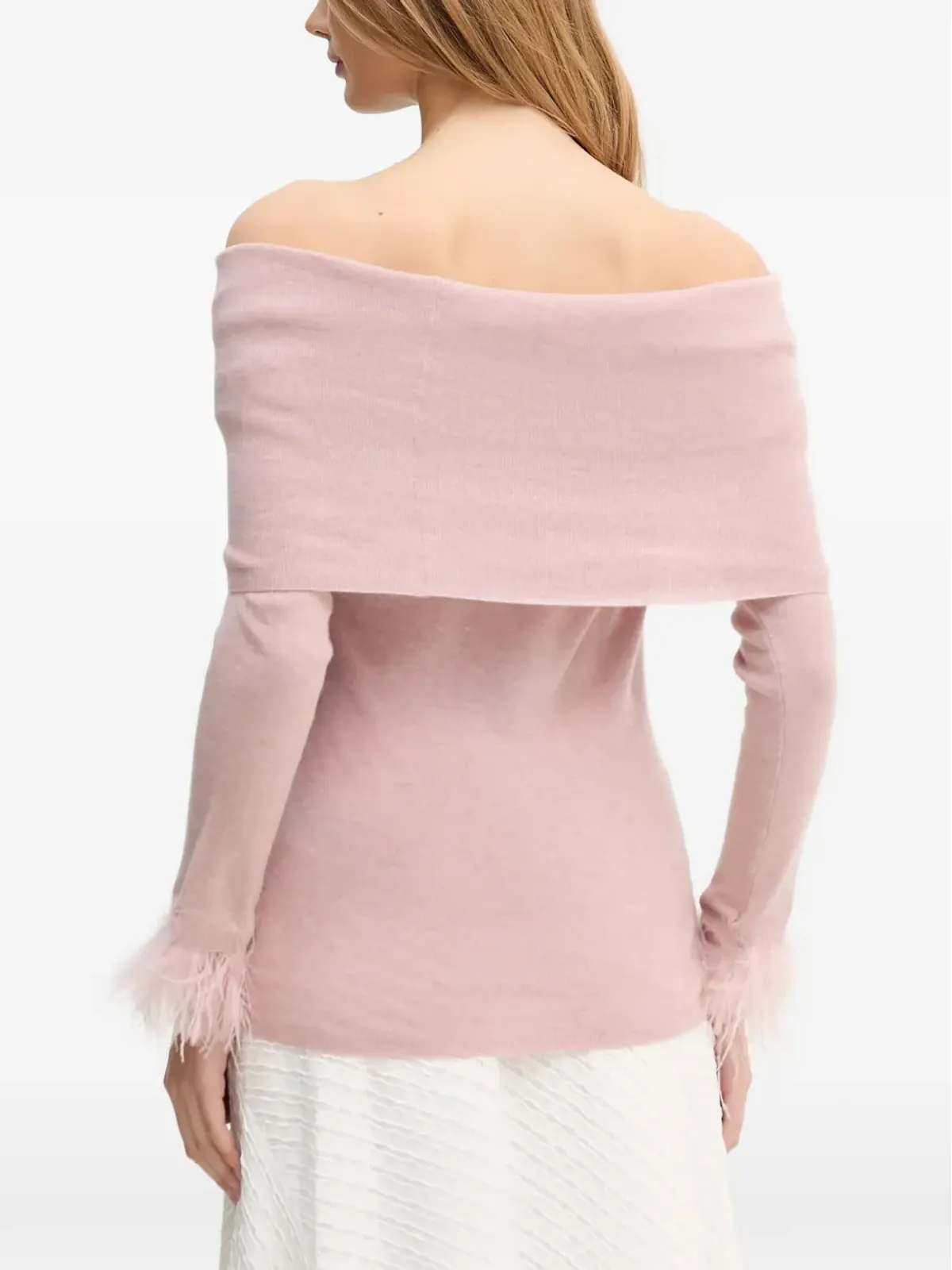 Pedro Del Hierro オフショルダー・フェザーカフスセーター - 画像3
