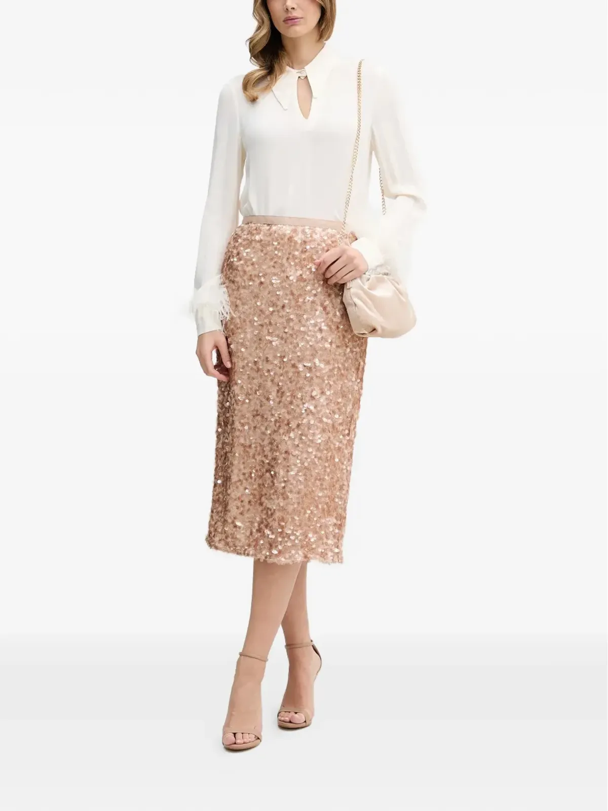 Pedro Del Hierro フェザー・トリム キーホール ブラウス - 画像2