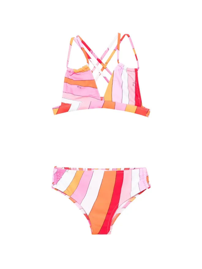 PUCCI Junior PUCCI Junior ストライプ柄 クロスストラップ ビキニ ピンクの商品画像