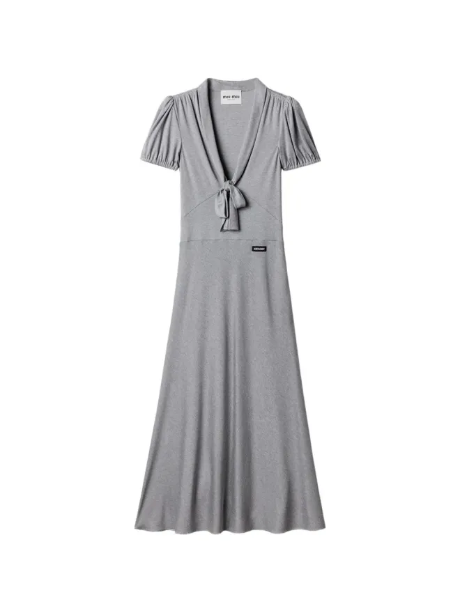 Miu Miu Miu Miu タイネック ミディドレス - グレーの商品画像