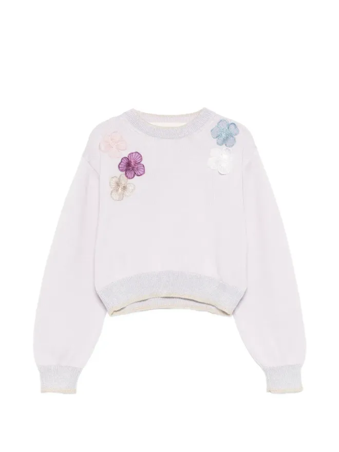 Simonetta Simonetta 花アップリケセーター - Purpleの商品画像