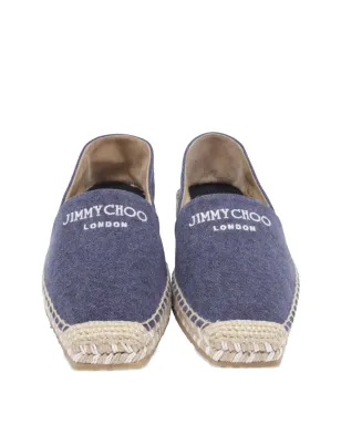 Jimmy Choo ビンテージ ロゴ刺繍エスパドリーユ・フラット ブルー - サムネイル2