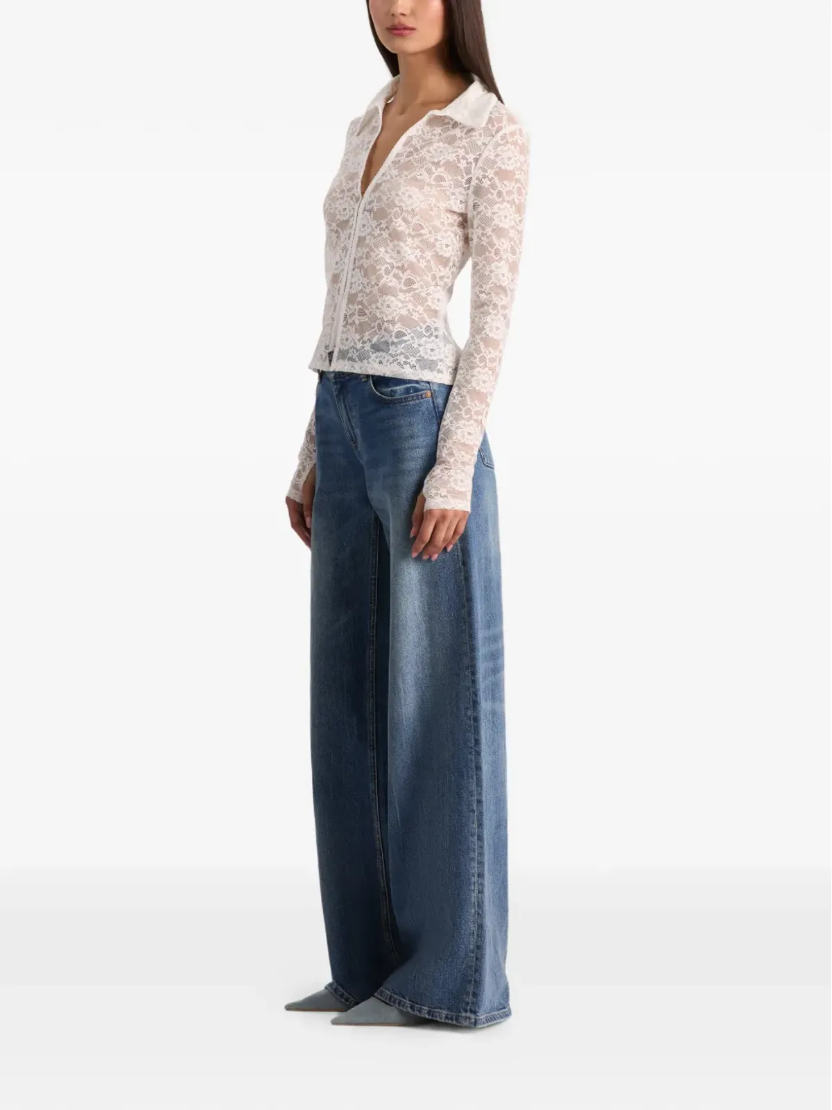 alice + olivia Kara lace button shirt - 画像3