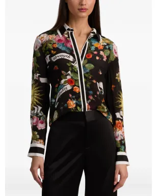alice + olivia 花柄襟付きシルクシャツ - サムネイル5