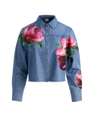 alice + olivia 花柄クロップドデニムシャツ - サムネイル1