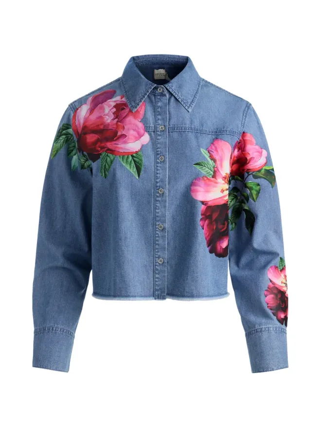 Alice + Olivia alice + olivia 花柄クロップドデニムシャツの商品画像