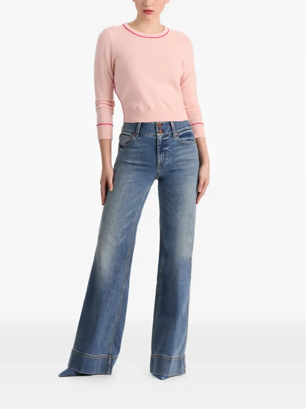 alice + olivia Coralann ティッピング クルーネック セーター - 画像2