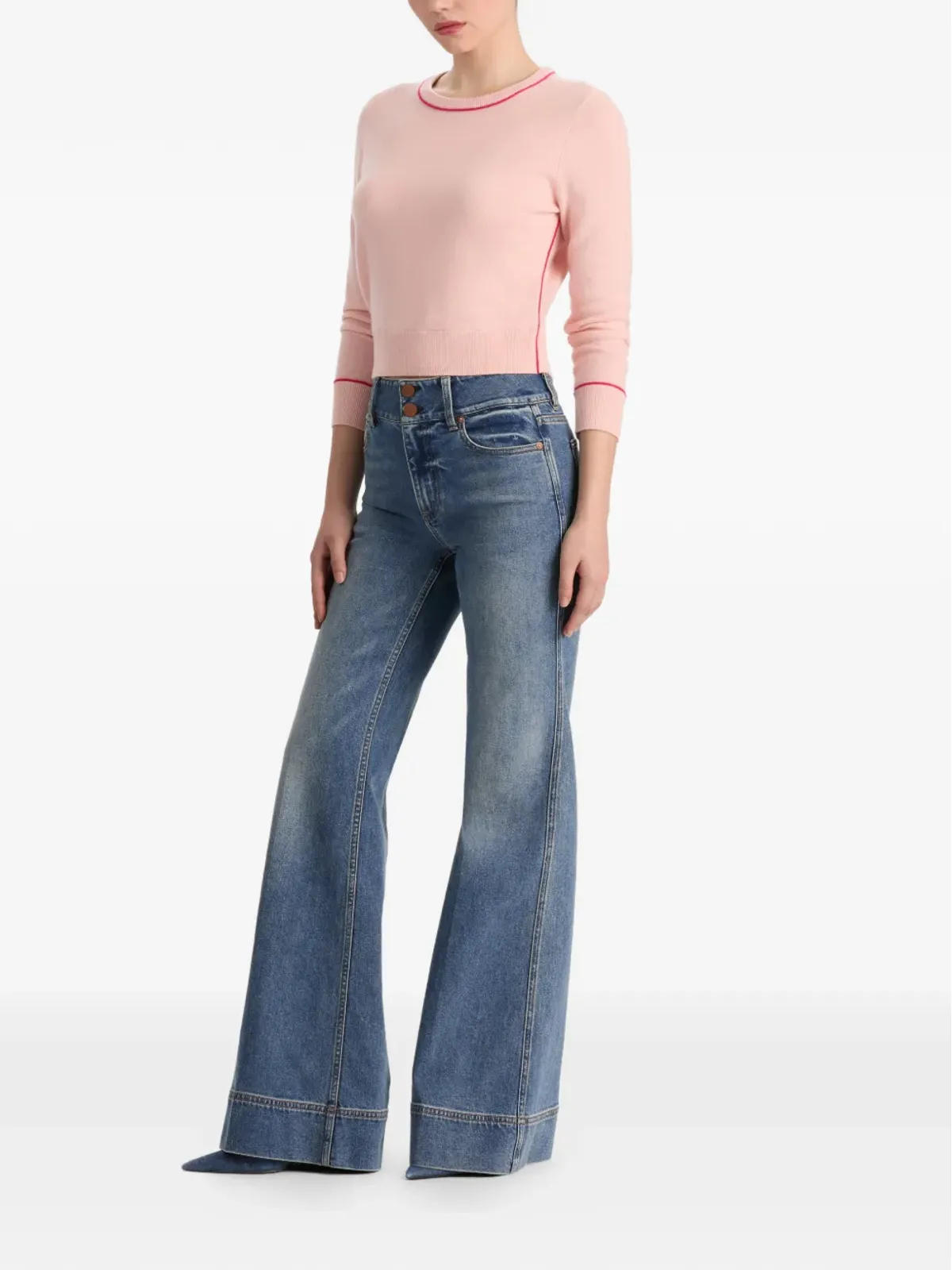 alice + olivia Coralann ティッピング クルーネック セーター - 画像3