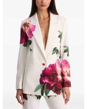 alice + olivia Denny Boyfriend ノッチカラー花柄ブレザー（ホワイト） - サムネイル5