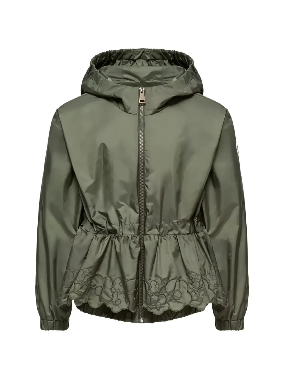 Moncler Enfant Manolya embroidered-flowers hooded rain jacket - Green - 画像1