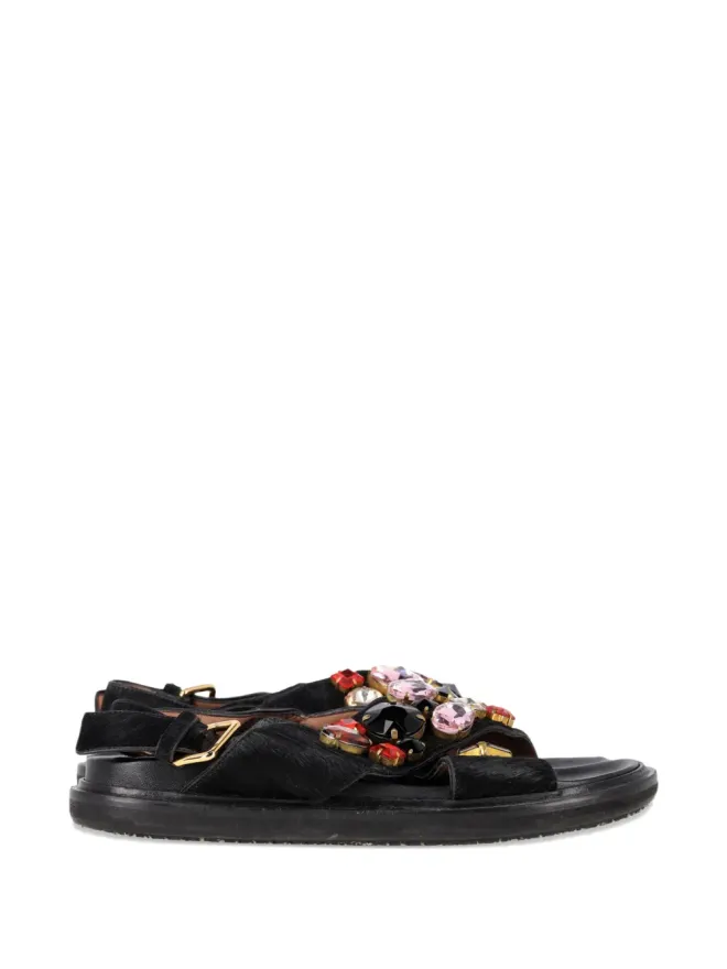 Marni Pre-Owned Marni Pre-Owned Fussbett embellished sandals - Blackの商品画像