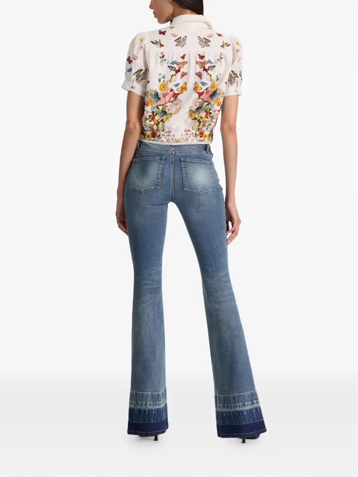alice + olivia Rosie floral puff-sleeve cropped shirt - White - 画像4
